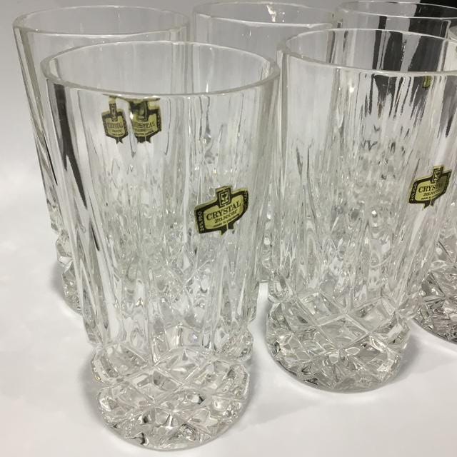 Set of 6 Crystal Zajecar Yugoslavia Vintage Tumblers VGC heavy 275ml