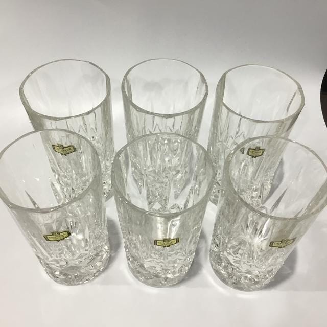Set of 6 Crystal Zajecar Yugoslavia Vintage Tumblers VGC heavy 275ml