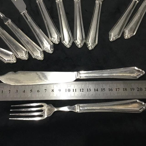 1950s EPNS Silver Plated Fish Knife & Fork Set Vintage, Mid Century Collectible Cutlery