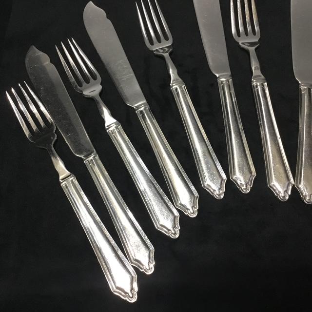 1950s EPNS Silver Plated Fish Knife & Fork Set Vintage, Mid Century Collectible Cutlery
