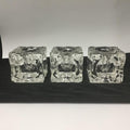 Vintage possibly Rudolf Jurnikl? Ice Cube Candle Holders, Mid Century Czech Glass Collectible, lot of 3