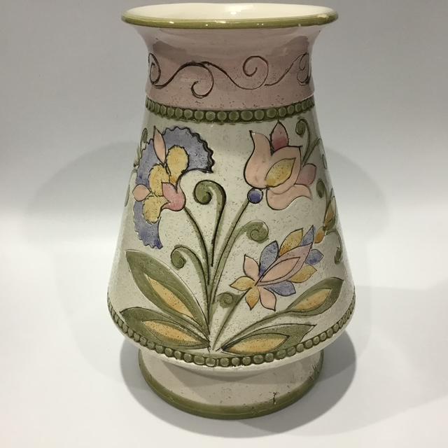 Vintage Italian Mid Century Pottery Vase, Floral Ceramic, Retro Home Décor