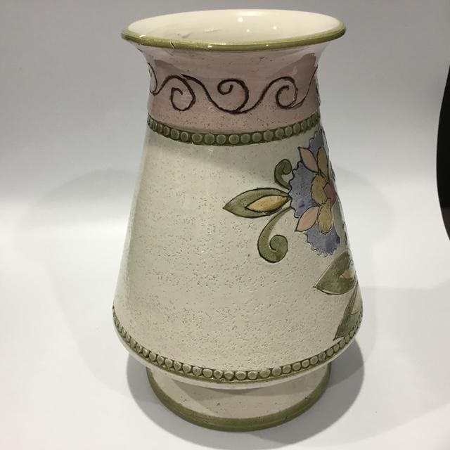 Vintage Italian Mid Century Pottery Vase, Floral Ceramic, Retro Home Décor
