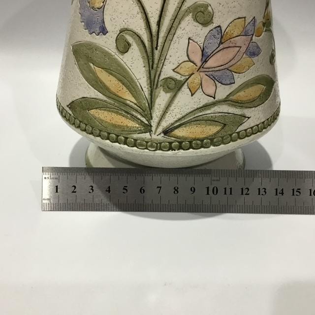 Vintage Italian Mid Century Pottery Vase, Floral Ceramic, Retro Home Décor