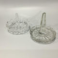 Vintage Crystal Ring Holders, Mid-Century Glass Jewelry Stands,  Retro Decor