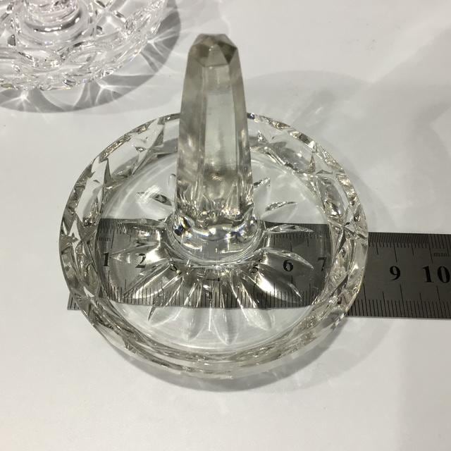 Vintage Crystal Ring Holders, Mid-Century Glass Jewelry Stands,  Retro Decor