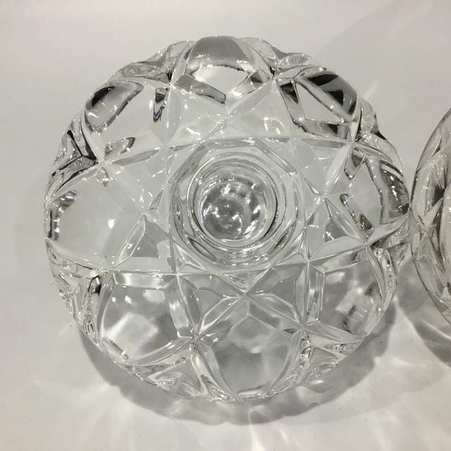 Vintage Crystal Ring Holders, Mid-Century Glass Jewelry Stands,  Retro Decor