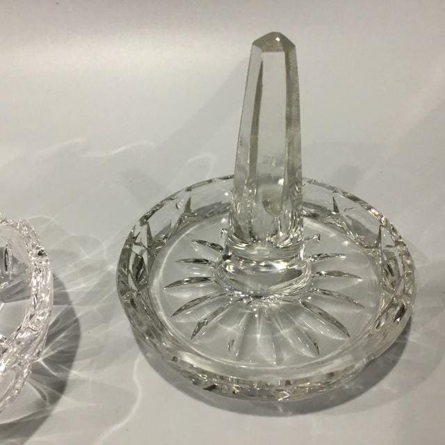Vintage Crystal Ring Holders, Mid-Century Glass Jewelry Stands,  Retro Decor